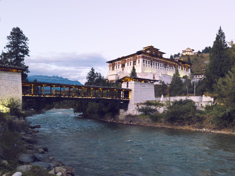Rinpung Dzong in Paro at dusk