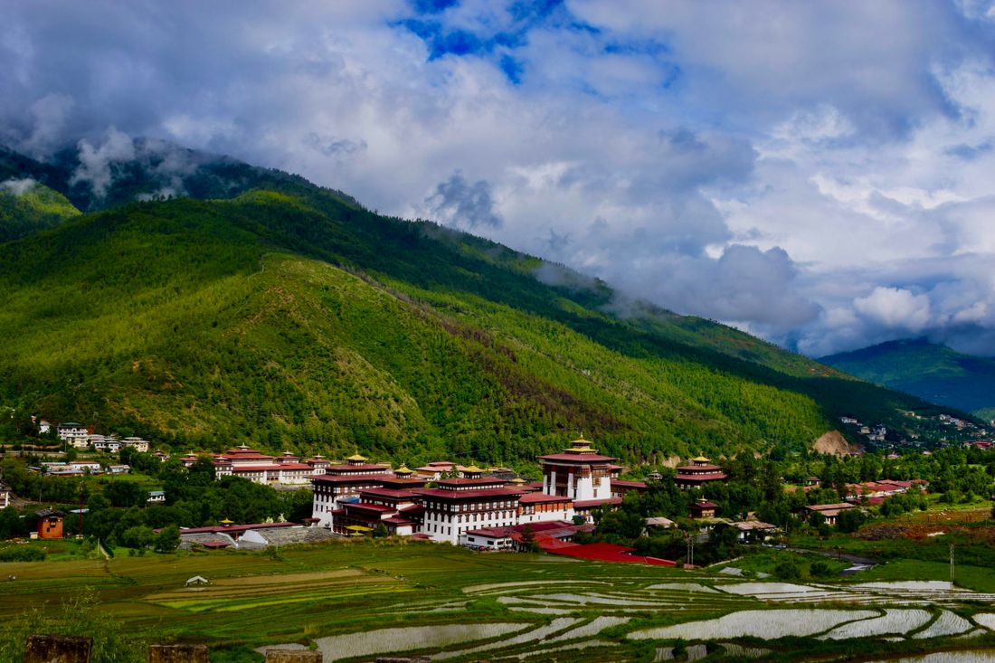Tashichho Dzong in Thimphu Valley